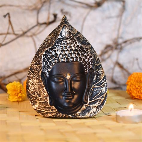 Buy Collectible India Plastic 3D Look Buddha Face Sculpture in Leaf ...