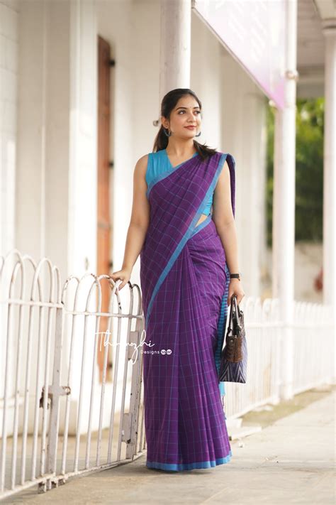 Purple Checked Saree: Modern Twist On Traditional Elegance