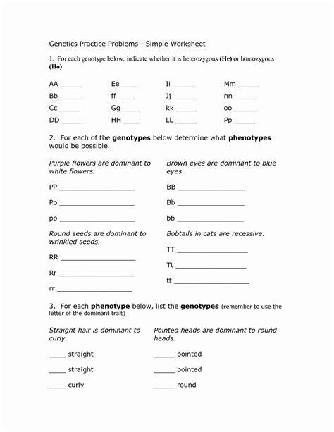 50 Genotypes and Phenotypes Worksheet Answers – Chessmuseum Template ...