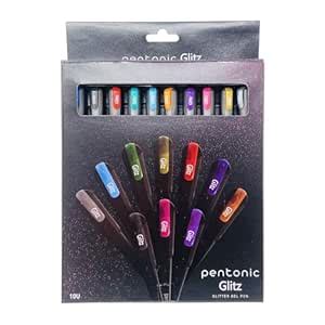 Pentonic Glitz 1.0 mm Multicolor Glitter Pen | Multicolor Ink, Set Of ...