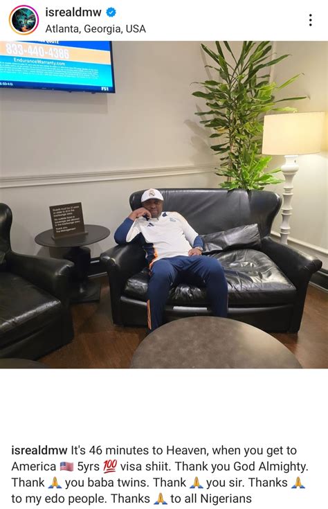 "America is 46 minutes to Heaven" Israel DMW writes and thanks Davido ...