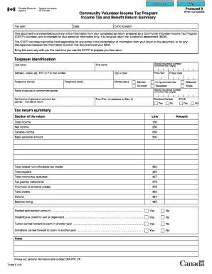 Fillable Online Community Volunteer Income Tax Program Income Tax and ...