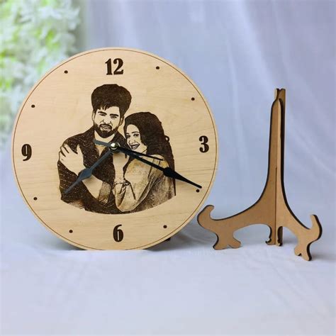 Personalized Wooden Engraved Photo Clock (8x8 Inches) – Giftz Unique