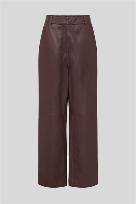 Buy Brown Joey Cropped Leather Pants | David Lawrence | GlamCorner