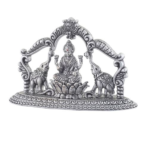 Silver Gajalakshmi Idol Statue Goddess Maa Laxmi Murti ~ CaratCafe