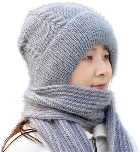 AUT Integrated Ear Protection Windproof Cap Scarf, Knitting Thick Warm ...