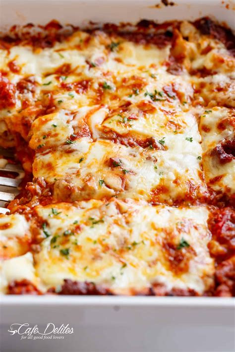 The Best Lasagna with a rich meat sauce and a creamy  