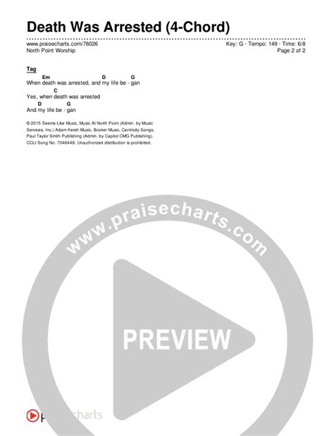 Death Was Arrested (4-Chord) Chords PDF (North Point Worship ...