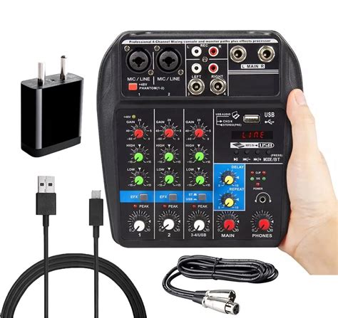 TECHBLAZE 4 Channel Audio Mixer Sound Mixing Console with XLR Cable ...