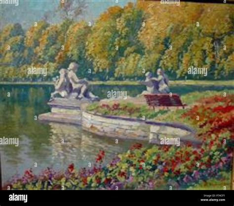 Painting by Nikolai Bogdanov-Belsky . before 1941 28 Lake-and-gardens-with-statuary-landscape ...