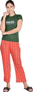 Taausha Women Printed Green, Red Night Suit Set Price in India - Buy ...
