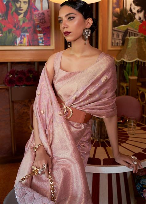 Opera Mauve Purple Woven Tussar Silk Saree - Clothsvilla