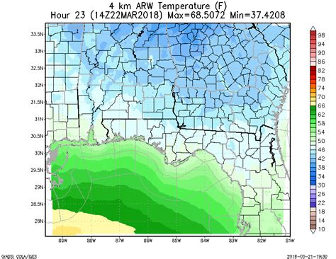 WRF ARW 4KM 2 Meter Temperature Loop