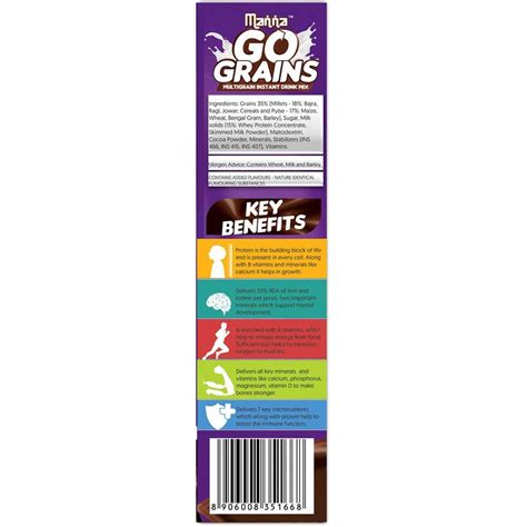 Manna Go Grains Multigrain Chocolate Flavour Instant Drink Mix, 200 gm ...