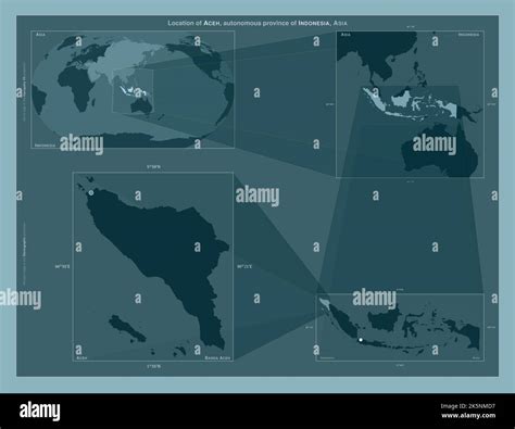 Aceh, autonomous province of Indonesia. Diagram showing the location of the region on larger ...