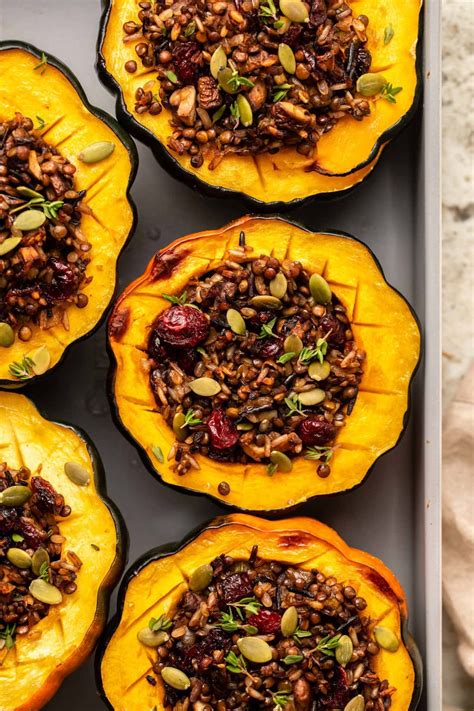 Vegan Stuffed Acorn Squash with Mushrooms - From My Bowl