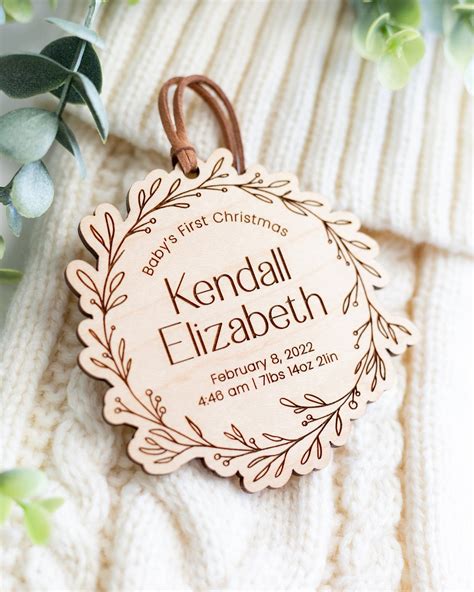 Baby's First Christmas With Baby Name Birth Stats Laser Engraved ...