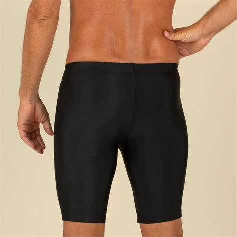 Men swimming jammer with inner mesh lining 100 basic - black