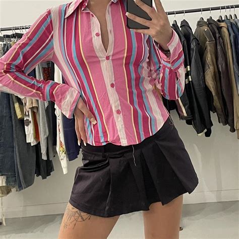 pink pinstripe shirt. one of my favourite picks.... - Depop