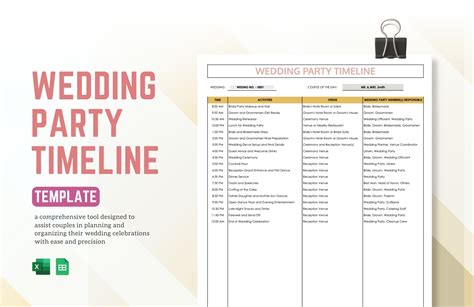 Free Wedding Timeline Templates, Editable and Printable
