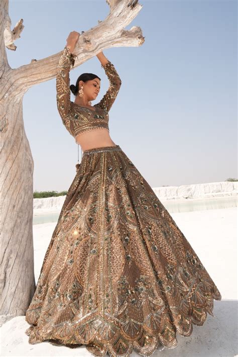 House Of Sikka - Green Embelleshed Lehenga Set - Elahe