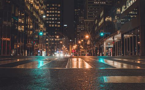 Download wallpaper 2560x1600 night city, road, lights, buildings ...