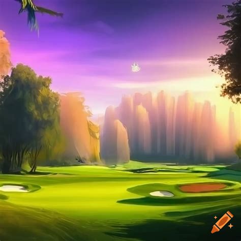 Fantasy golf course wallpaper on Craiyon