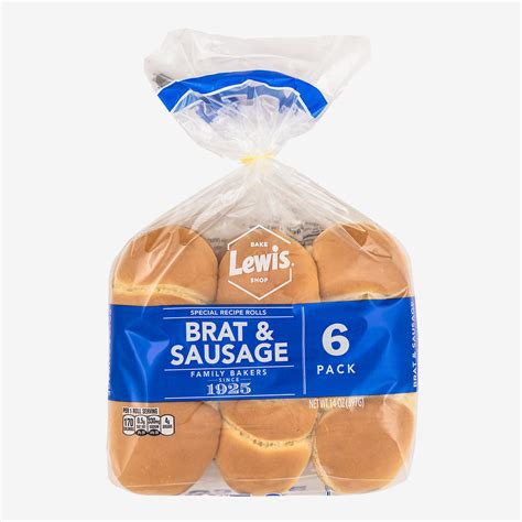 6pk Brat & Sausage Rolls - Lewis Bake Shop - Bratwurst Sausage Buns