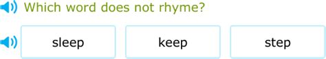 IXL - Which word does not rhyme? (Class I English practice)