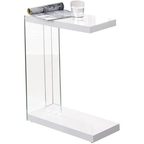 Steve Silver Elaina Chair Side End Table, Clear Back with White Top and Base, Contemporary Style ...