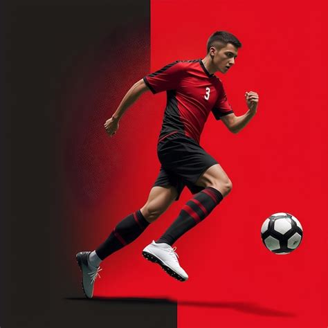 Man tshirt sport kicking soccer ball sportsware uniform images with ai ...