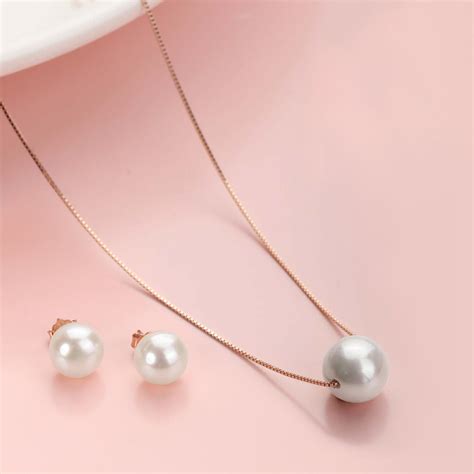 Freshwater Pearl 925 Silver Jewellery Set in Rose Gold - Valentine's ...