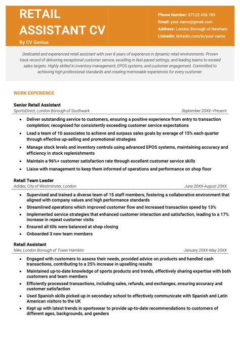 Example Of Retail Resume 12 Retail CV Examples & Writing Tips For 2025