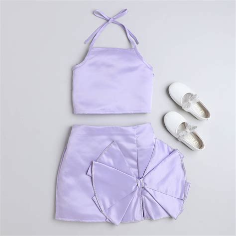 Taffykids sleeveless Back tie-up halter party crop top with matching b ...