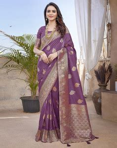 Buy SIRIL Woven, Embellished, Self Design Banarasi Silk Blend, Jacquard ...
