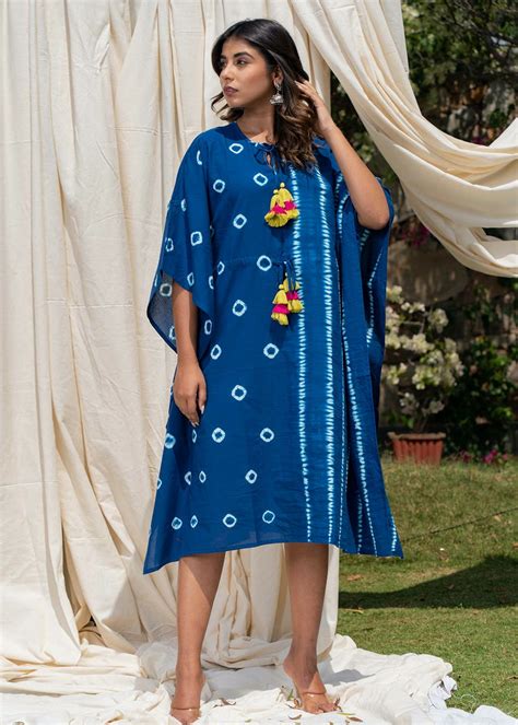 Get Shibori Block Printed Cotton Kaftan at ₹ 1750 | LBB Shop