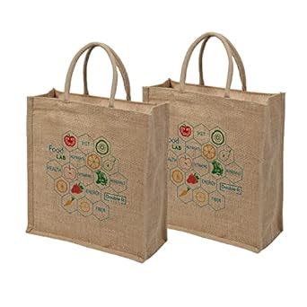 Double R Bags Eco Reusable Print Jute Cloth Carry Lunch Tiffin Bag with ...