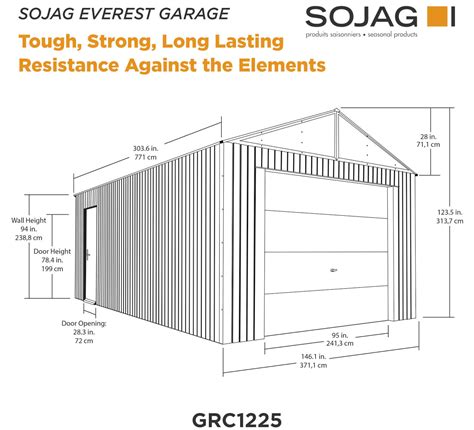 Sojag 12X25 Everest Metal Garage with Roll Up Door (Charcoal) [GRC1225]