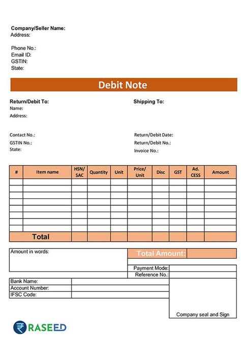 Image result for Debit note Examples