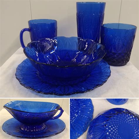 Vintage Royal Sapphire Blue Dishes Set