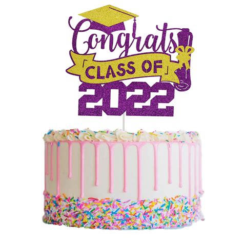 Buy Graduation Cake Topper 2022 Purple and Gold, Graduation Party ...