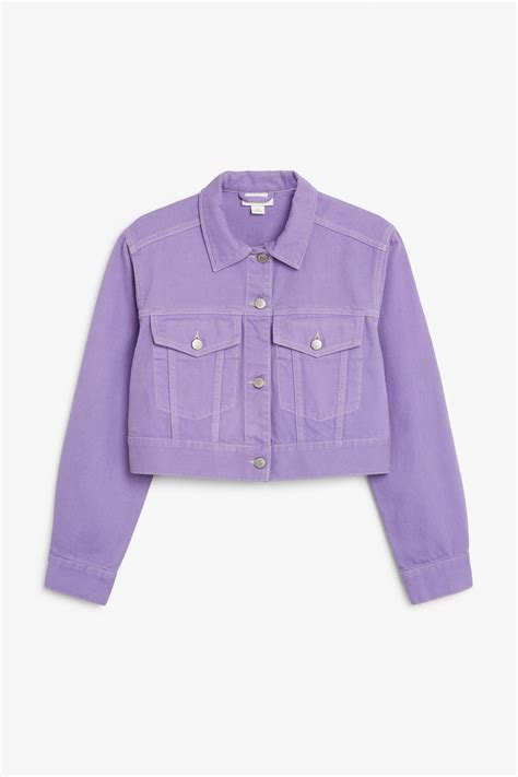 Cropped denim jacket - Purple lilacs - Coats & Jackets - Monki FR ...