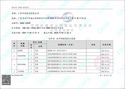 CNAS证书_广东中准检测有限公司