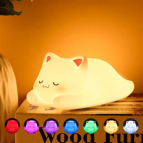 Amazon.com : ZKLiLi Night Light for Kids Lamp,16 Colors Cute Cat Lamp ...
