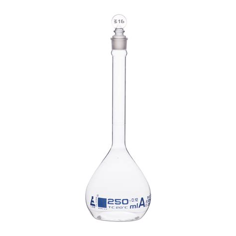 Flask Volumetric With Solid Glass Stopper ASTM-E288 STD Class A 250 ml ...