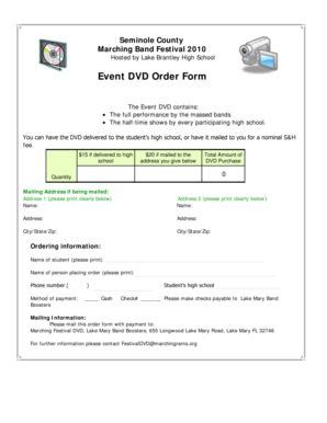 Fillable Online patriotband Event DVD Order Form - Lake Brantley High ...