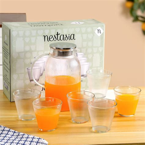 Glass Jug And Tumbler Set Of 7 Online - Premium Jug Set | Nestasia