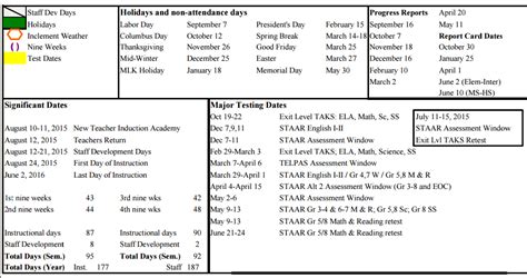 Calendar Aldine Isd