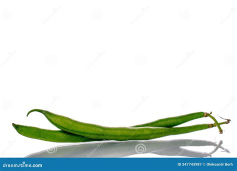Green String Beans with Kitchen Utensils, Close-up, Isolated on White ...
