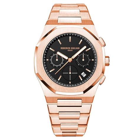 Buy RODERICO GIULIANI Chronograph Analog Black DIAL Rose-Gold CASE Men ...